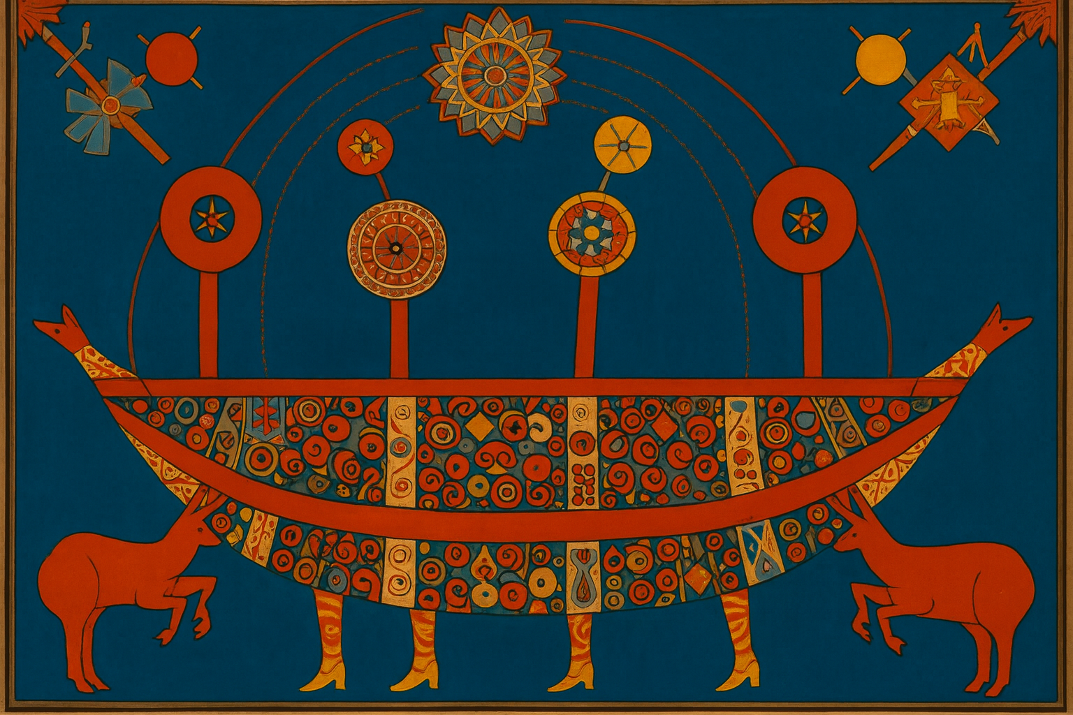 Indian folk artwork symbolising the cosmic journey of the 12 Rashis