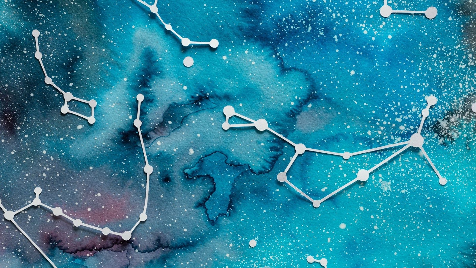 Abstract watercolor illustration of constellations and star patterns, representing astrology, cosmic connections, and zodiac symbolism.