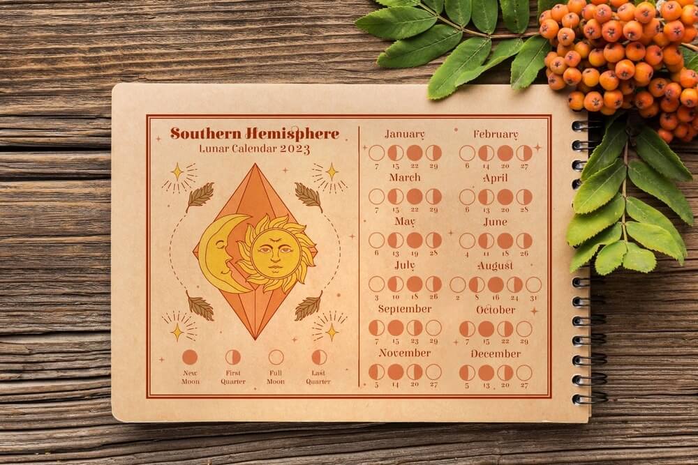 Lunar calendar with moon phases highlighting celestial timing and Mercury Retrograde July 2026 planning.