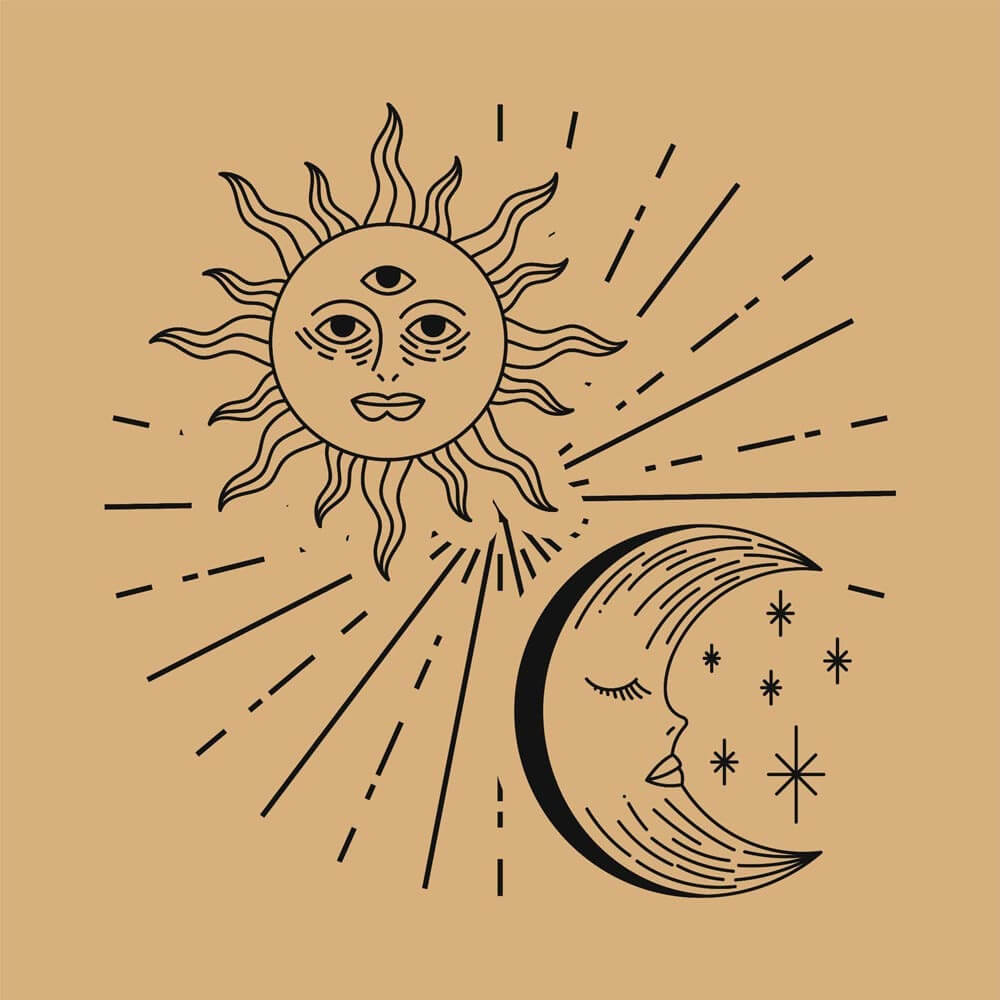 Sun and Moon astrology illustration representing the best career for each moon sign